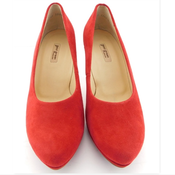 PAUL GREEN Red Suede Leather Platform Heel Pumps 3UK/5.5US - Picture 3 of 8